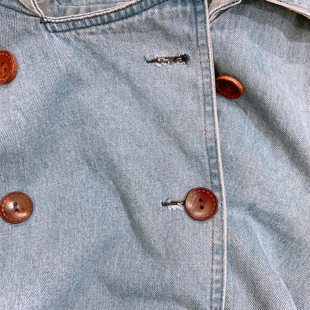 【07624】 UNO デニム ロングコート F アウター ウーノ カジュアル 長袖 ボタン シンプル ブルー 青色 襟付き