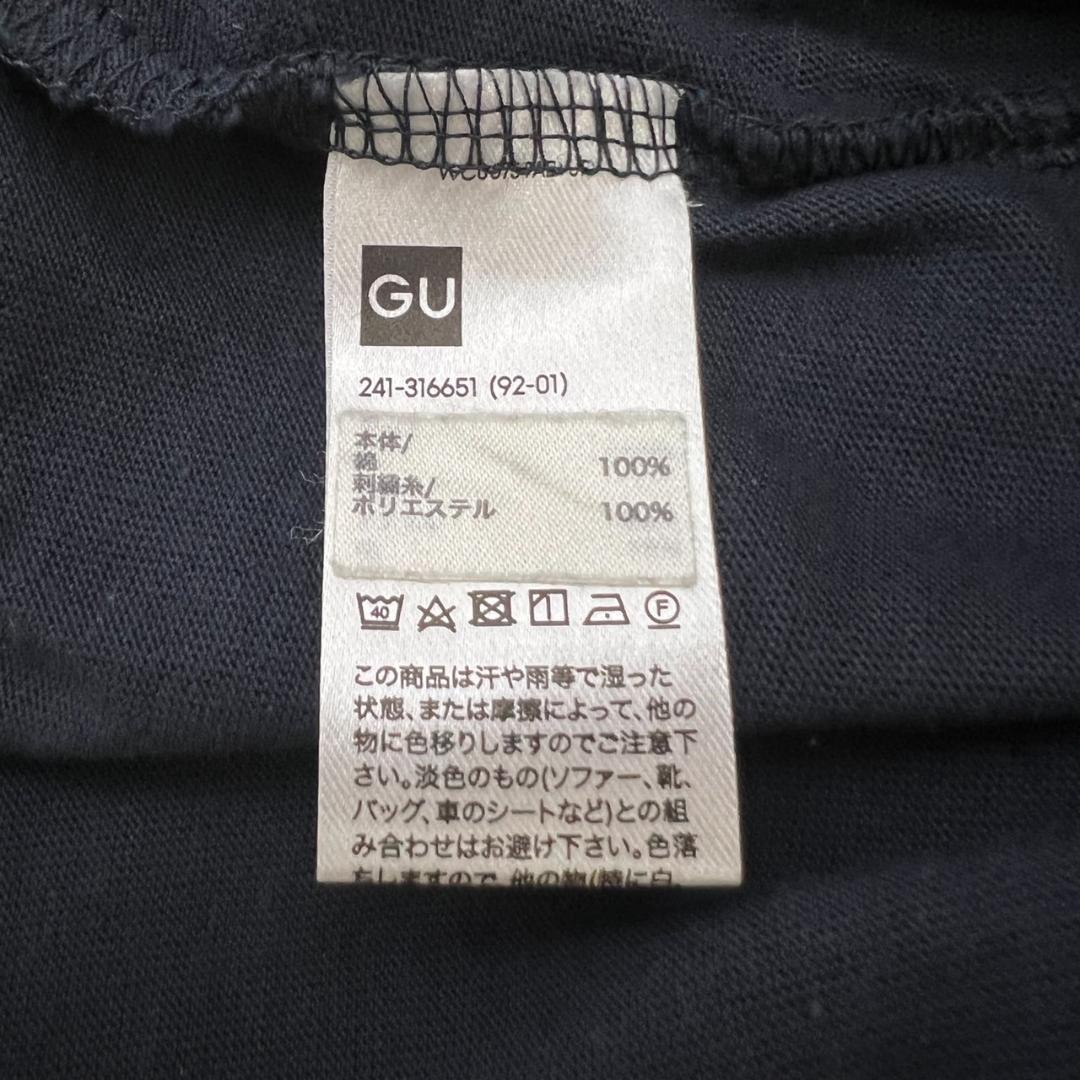 【07664】 GU ジーユー トップス Tシャツ カットソー M ネイビー 半袖 丸首 人気ブランド ユニクロ UNIQLO