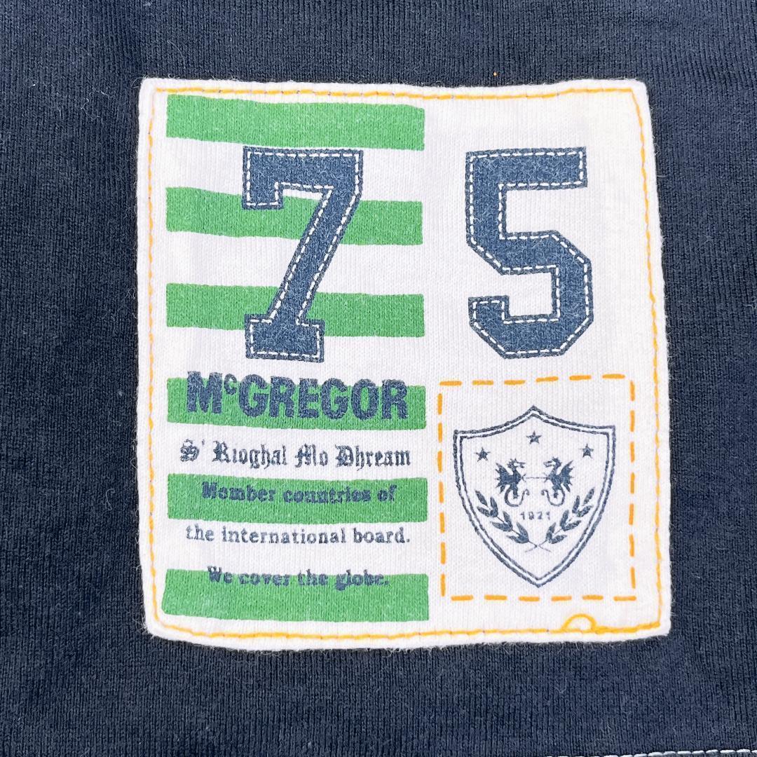 【07669】McGREGOR マックレガー トップス ネイビー 長袖 170cm ライン 長袖 カットソー ゆったり クルーネック ロングTシャツ