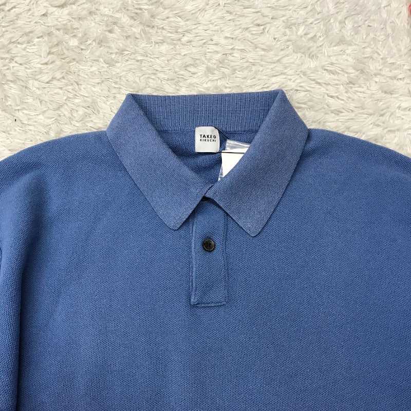 【08054】 新古品 TAKEO KIKUCHI タケオキクチ ポロシャツ カットソー サイズ02/M ブルー シンプル 清涼感 かっこいい メンズ 定価14000円