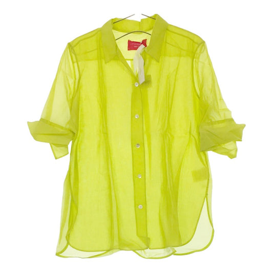 【08110】carlocontrada カルロコントラーダ トップス 半袖シャツ 半袖 シャツ ライトグリーン 黄緑 ボタンアップ 五分袖 カジュアル