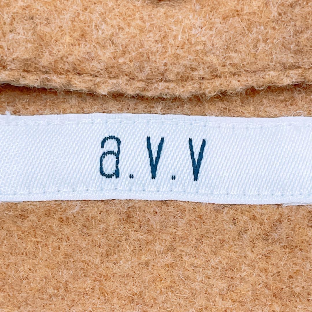 【08116】 a.v.v アーヴェヴェ アウター コート ロングコート Mサイズ ブラウン 茶色 フード付き ファー付き ロング丈 カジュアル シンプル