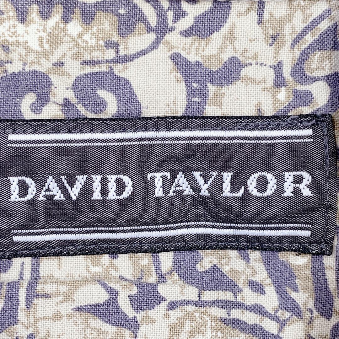 【08186】美品 david taylor トップス XLサイズ ベージュ 良品 デヴィットテイラー 半袖 シャツ 半袖シャツ 総柄 柄シャツ メンズ 紳士