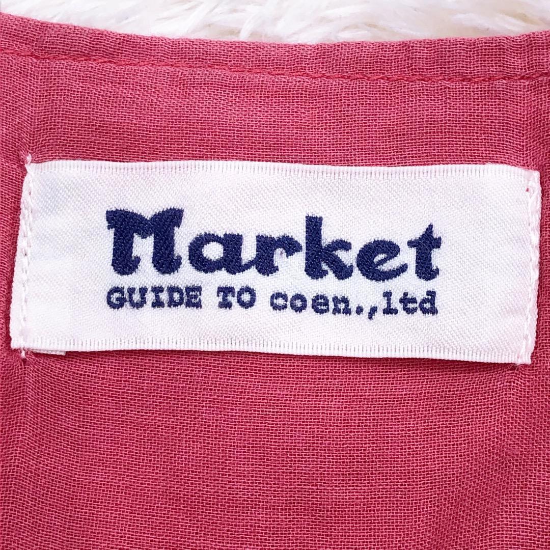 【08510】 MARKET マーケット トップス ノースリーブ フリー ピンク 刺繍 フレア 桃色 花柄 薄手 チュニック かわいい