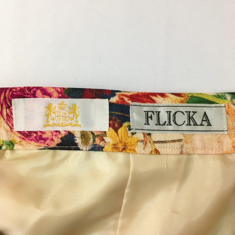 【08521】 FLICKA フリッカ ショートパンツ サイズ1 / 約S ベージュ カジュアル 総柄 リゾート おしゃれ ワンタック レディース