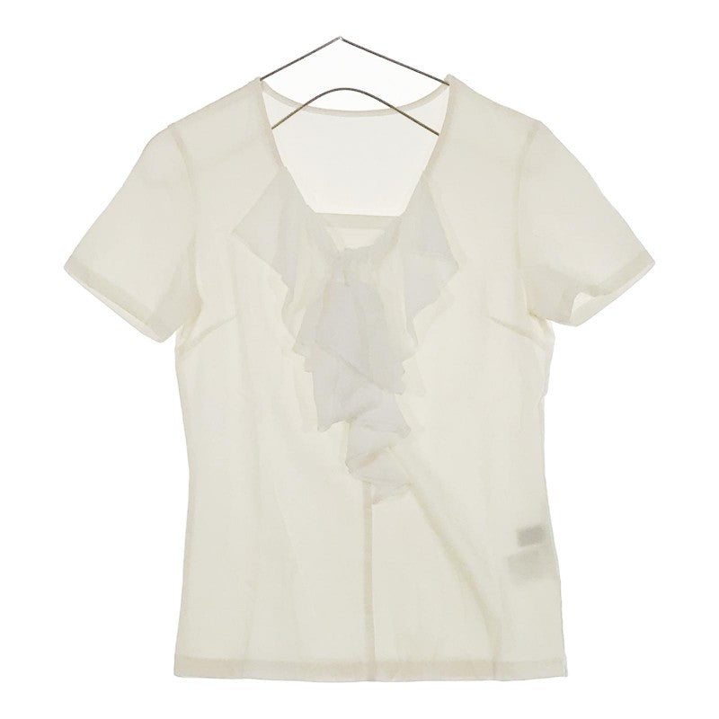 【08546】 ESPIE エスピエ トップス ブラウス 38 Tシャツ フリル ホワイト 白 半袖 シンプル 大人っぽい おしゃれ