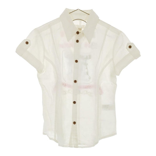 【08614】 DIESEL ディーゼル トップス シャツ M ホワイト 半袖 刺繍 レッド 柄あり 襟付き ボタン シンプル ホワイト