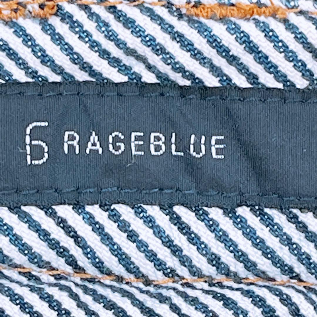 【08618】 RAGEBLUE レイジブルー パンツ S デニム ジーンズ ブルー コットン ダメージ加工 ポケットあり チャック