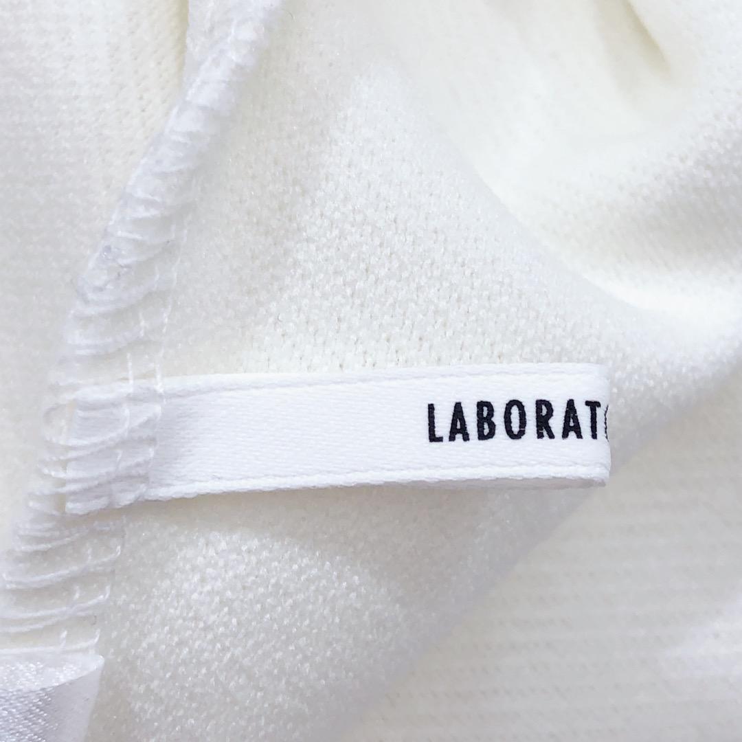 【08654】laboratory work ラボラトリーワーク トップス 半袖 シャツ M 白 ホワイト ブラウス チュール Vネック おしゃれ