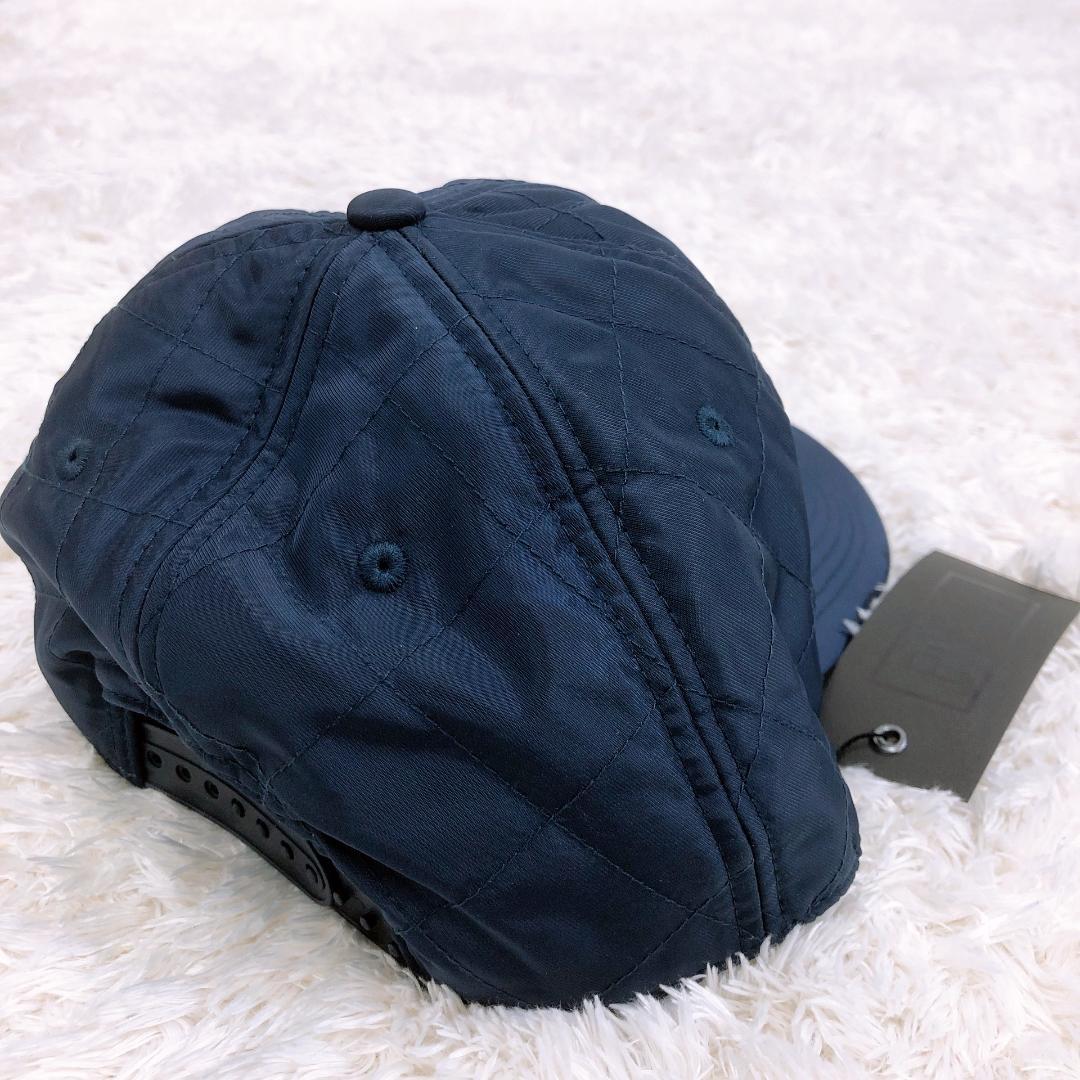 【08740】 新古品 メンズ PMCV キャップ 帽子 F ネイビー 龍 ドラゴン タグ付き つるつる素材 アジャスター付