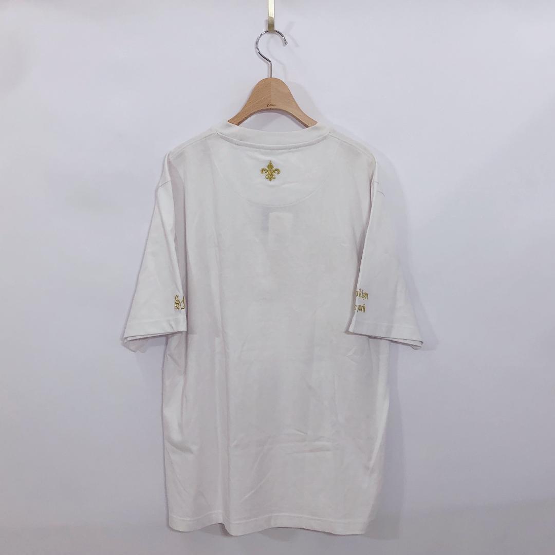 【08781】 SOUL MAGIC ソウルマジック トップス シャツ 夏服 刺繍あり L ホワイト 白 半袖 ロゴあり カジュアル 大きめ
