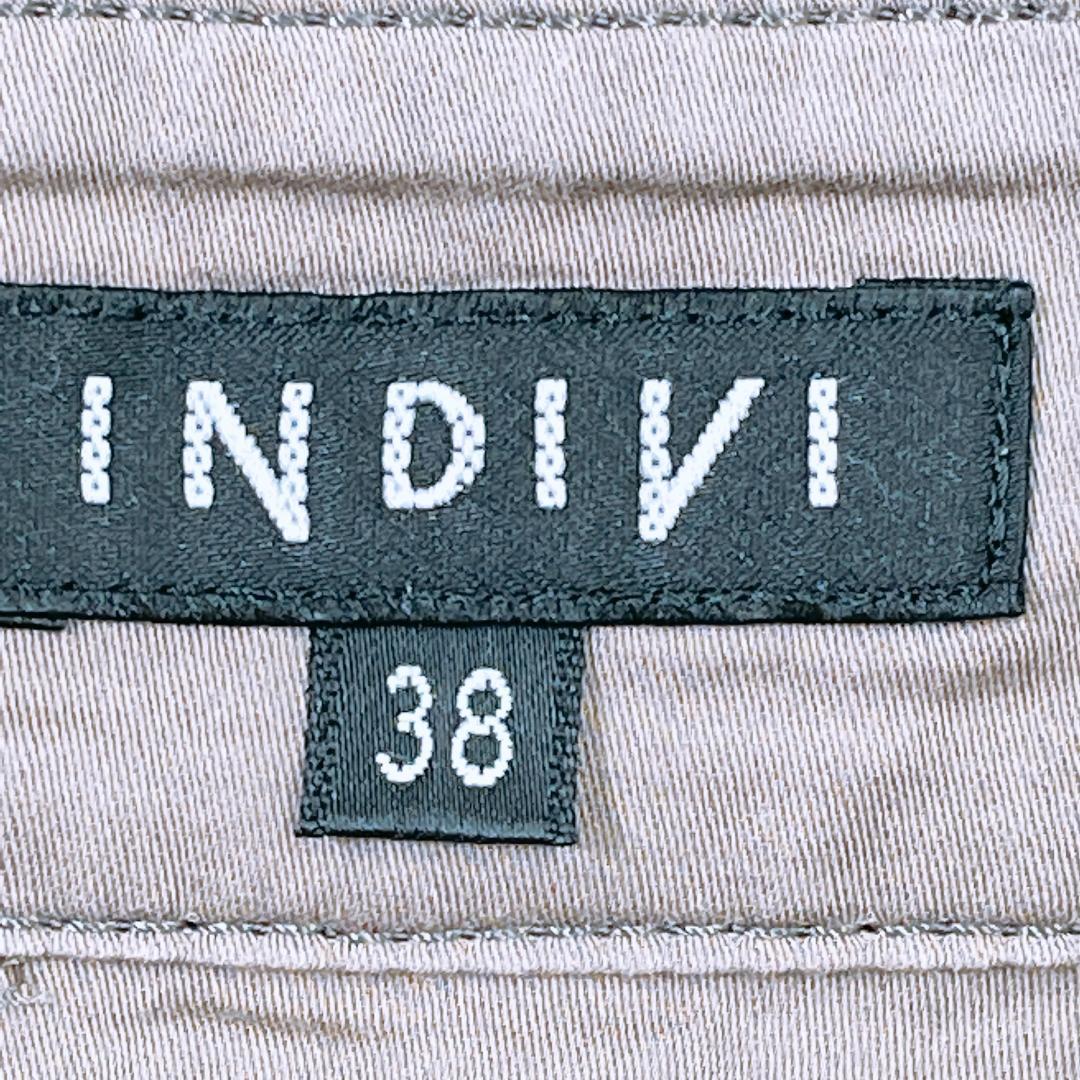 【08912】 INDIVI 長袖シャツ 38 M カーキ 前開き ワールド インディヴィ ボタンあり レディース かっこいい