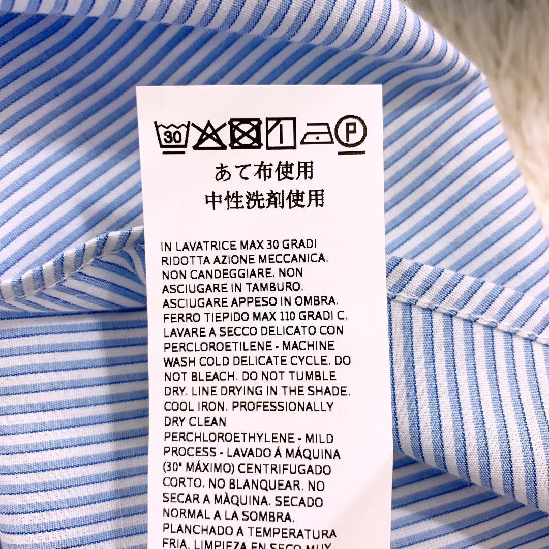 【09035】 新古品 MAX&Co. マックス アンド コー シャツ ブラウス 半袖 ストライプ 44 未使用 タグ付き スカーフ付き