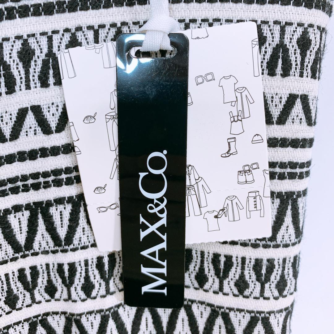 【09037】 MAX&CO. ワイドパンツ 総柄 38 M グレー 新品 未使用 タグ付き おしゃれ エスニック ホワイト ブランド