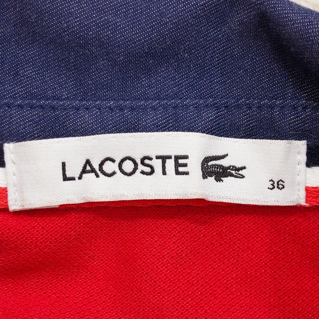 【09424】 LACOSTE ラコステ トップス ポロシャツ 長袖ポロシャツ フリーサイズ レッド 赤 シンプル 長袖 カジュアル スポーティー ゴルフ
