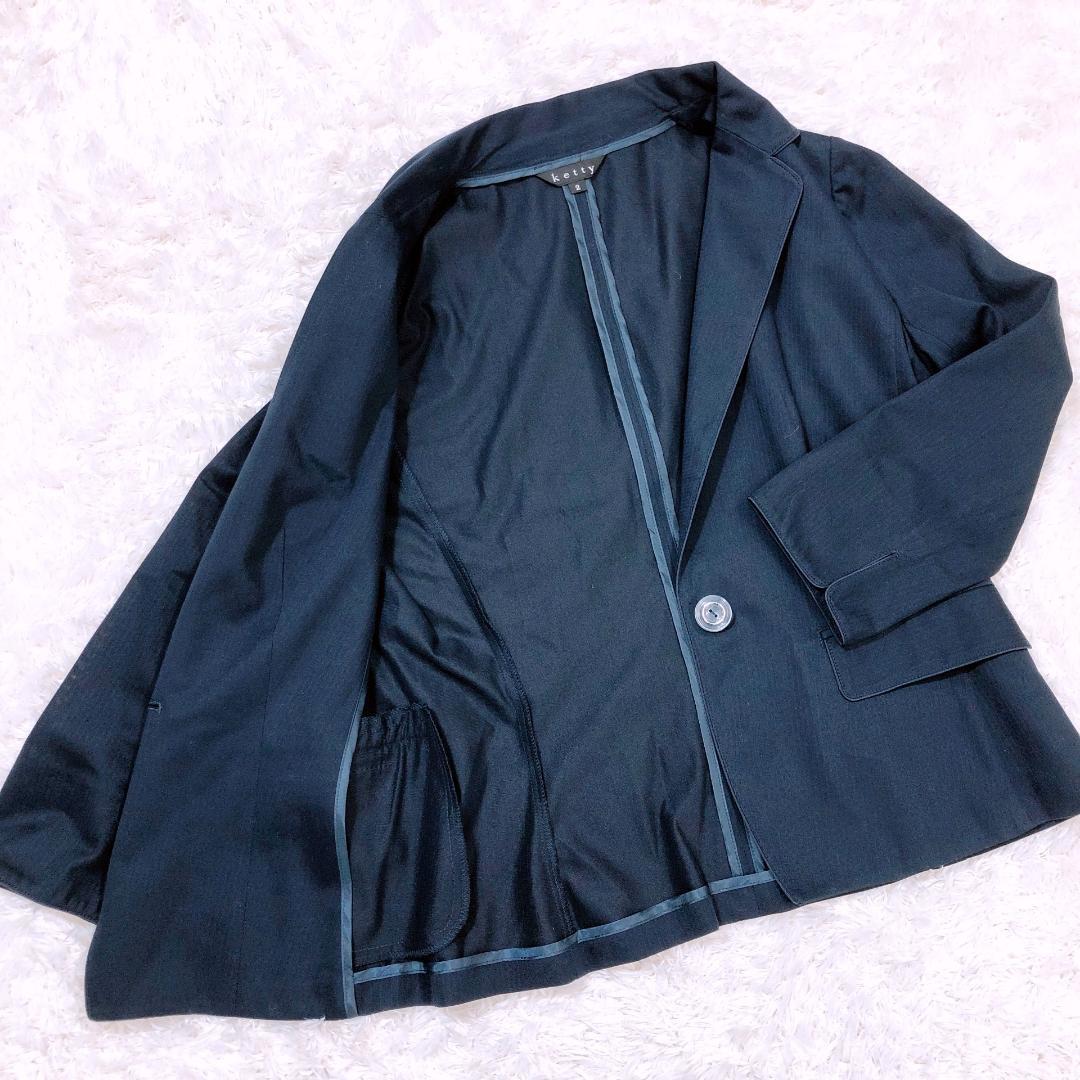 【09535】 ketty ケティ アウター ジャケット テーラードジャケット 2 ネイビー 長袖 美品 フォーマル シンプル オフィスカジュアル 紺色