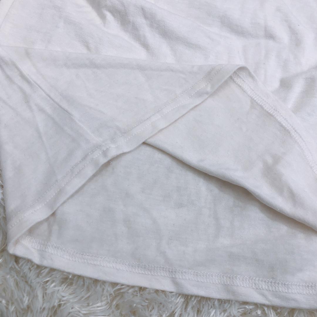 【09642】 美品 EMODA エモダ 長袖Tシャツ ロンT フェイクファー S ホワイト 白 シンプル 高級感 上品