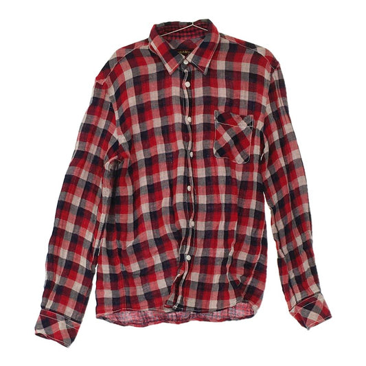 【09660】美品 BEAMS トップス Lサイズ レッド 良品 ビームス 長袖 シャツ 長袖シャツ 赤 チェック柄 チェックシャツ メンズ カジュアル