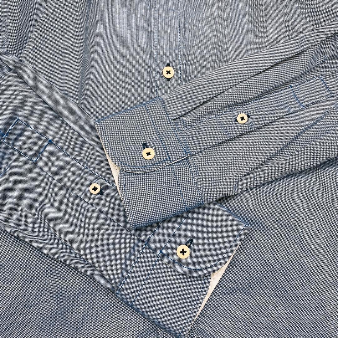 【09738】 ZARA MAN ザラメン トップス シャツ ボタンダウンシャツ Sサイズ 長袖 ブルー 青 シンプル カジュアル メンズ 綿100％ おしゃれ