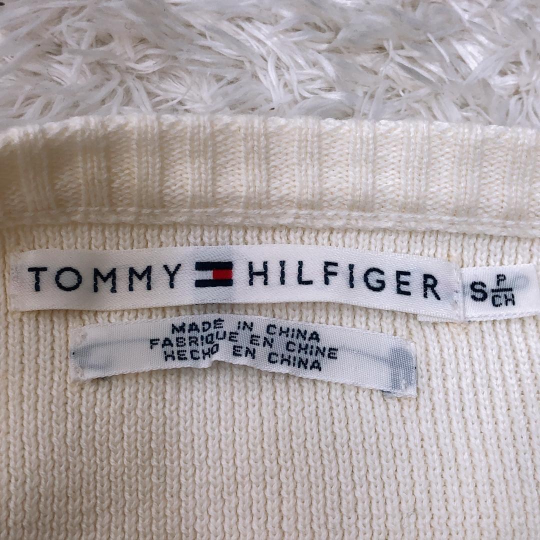 【09770】 TOMMY HILFIGER トミー ヒルフィガー 長袖 Uネック ニット セーター S ホワイト ボーダー 白 レディース