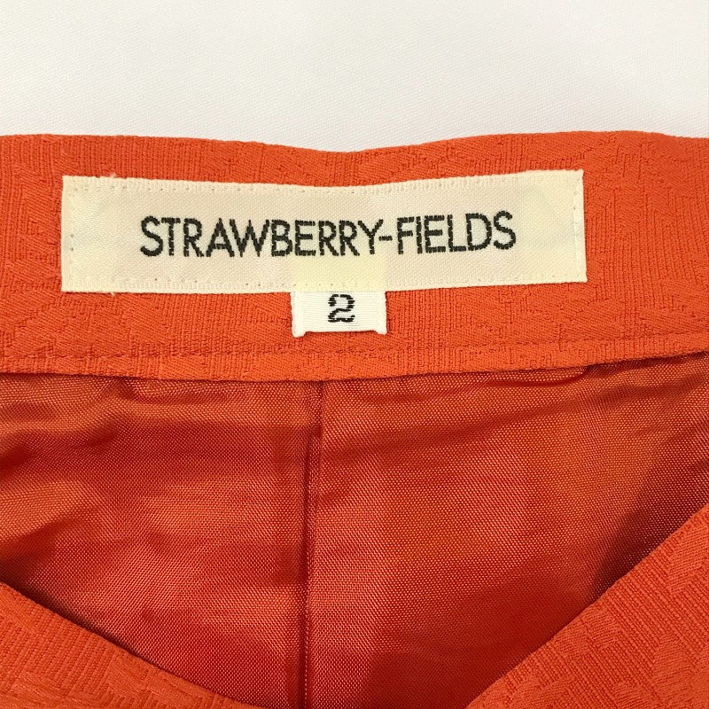 【09907】 STRAWBERRY-FIELDS ストロベリーフィールズ ひざ丈スカート サイズ2 / 約M オレンジ 花柄 ボックスタックスカート レディース