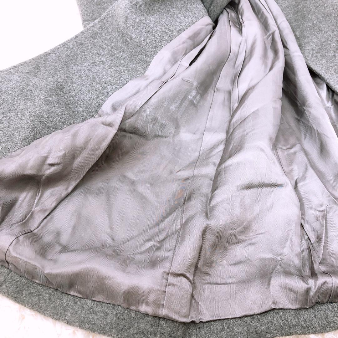 【09958】 ROPE ロペ アウター コート ロングコート 38 Mサイズ相当 グレー 灰色 厚手 キュプラ100％ 冬服 シンプル フォーマル おしゃれ