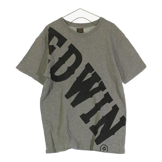 【09970】美品 EDWIN トップス Lサイズ グレー 良品 エドウィン Tシャツ 半袖 プリント 大きめ ブランドロゴ 部屋着 メンズ 薄手 ラフ