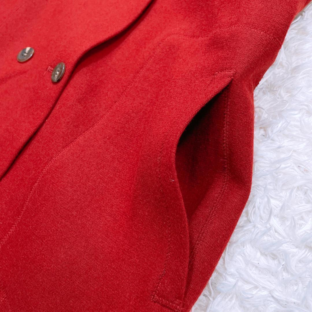 【10020】美品 AJUDA アウター 40 Lサイズ相当 レッド 良品 アジューダ コート 赤 長袖 きれいめ すっきり 上品 レディース 派手 秋 冬
