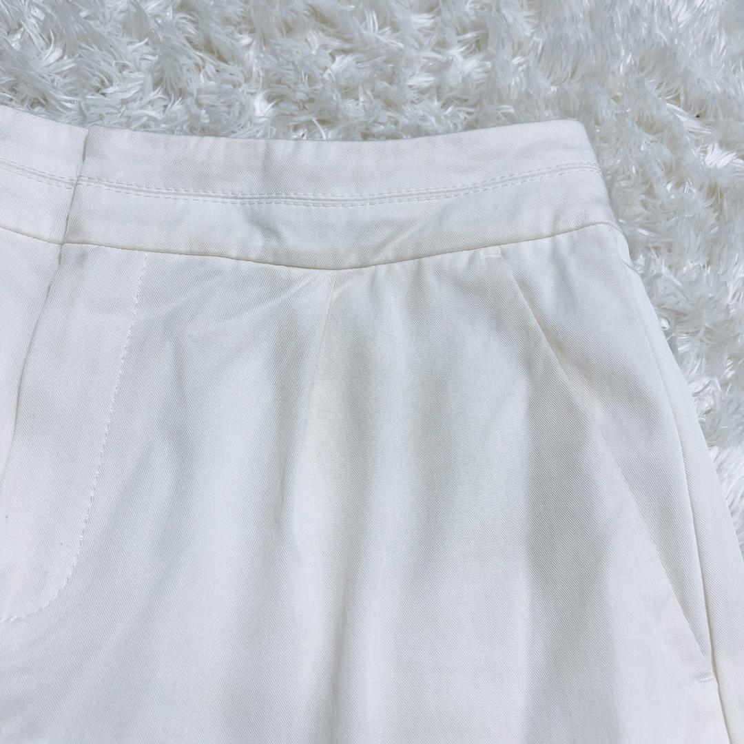 【10041】 UNTITLED アンタイトル パンツ ワイドパンツ 2 Mサイズ相当 ホワイト 白 カジュアル フェイクポケット シンプル 無地