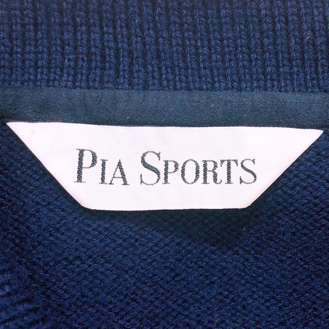 【10176】 PIA SPORTS ピアスポーツ ニット 長袖ポロシャツ III M-L ネイビー ゆったり