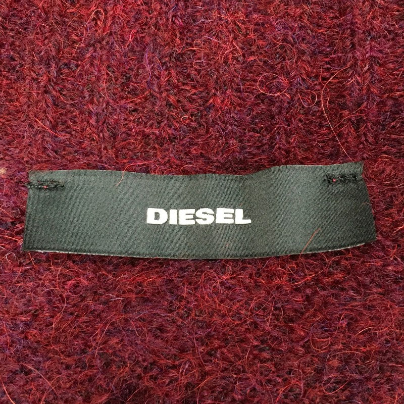 【10268】 新古品 DIESEL ディーゼル セーター サイズXXS ワインレッド ダメージ加工 クラッシュ アルパカ混 ゆるダボ レディース