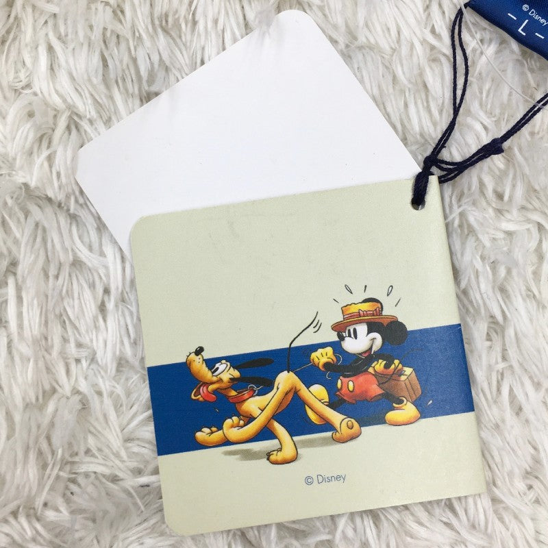 【10284】 新古品 Disney ディズニー カーディガン サイズL ダークネイビー コットン100% キャラクター ミッキーマウス 刺繍 レディース