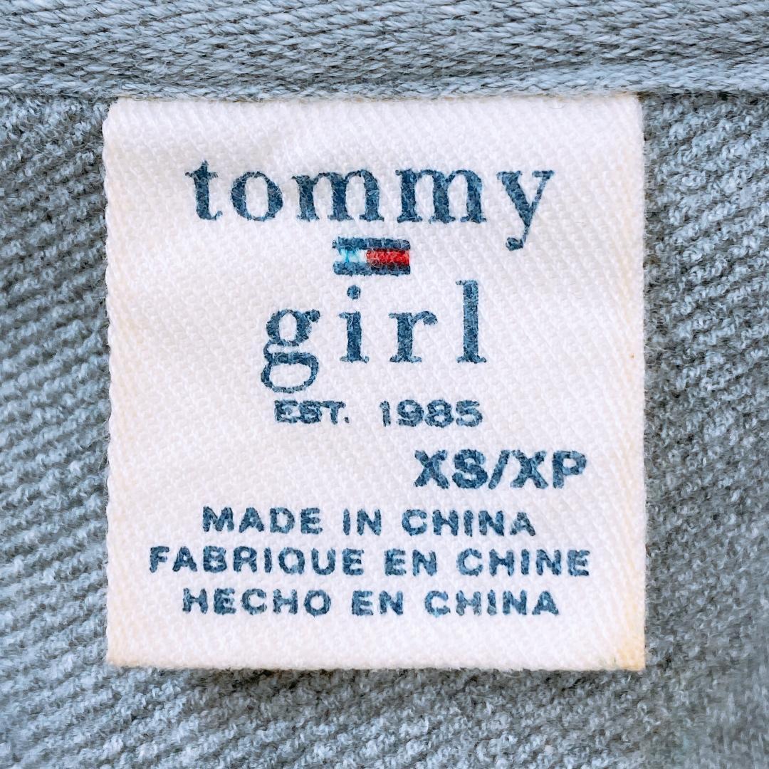 【10331】TOMMY GIRL トミーガール トップス XS グレー パーカー 長袖 灰色 胸ポケット 綿98％ カジュアル