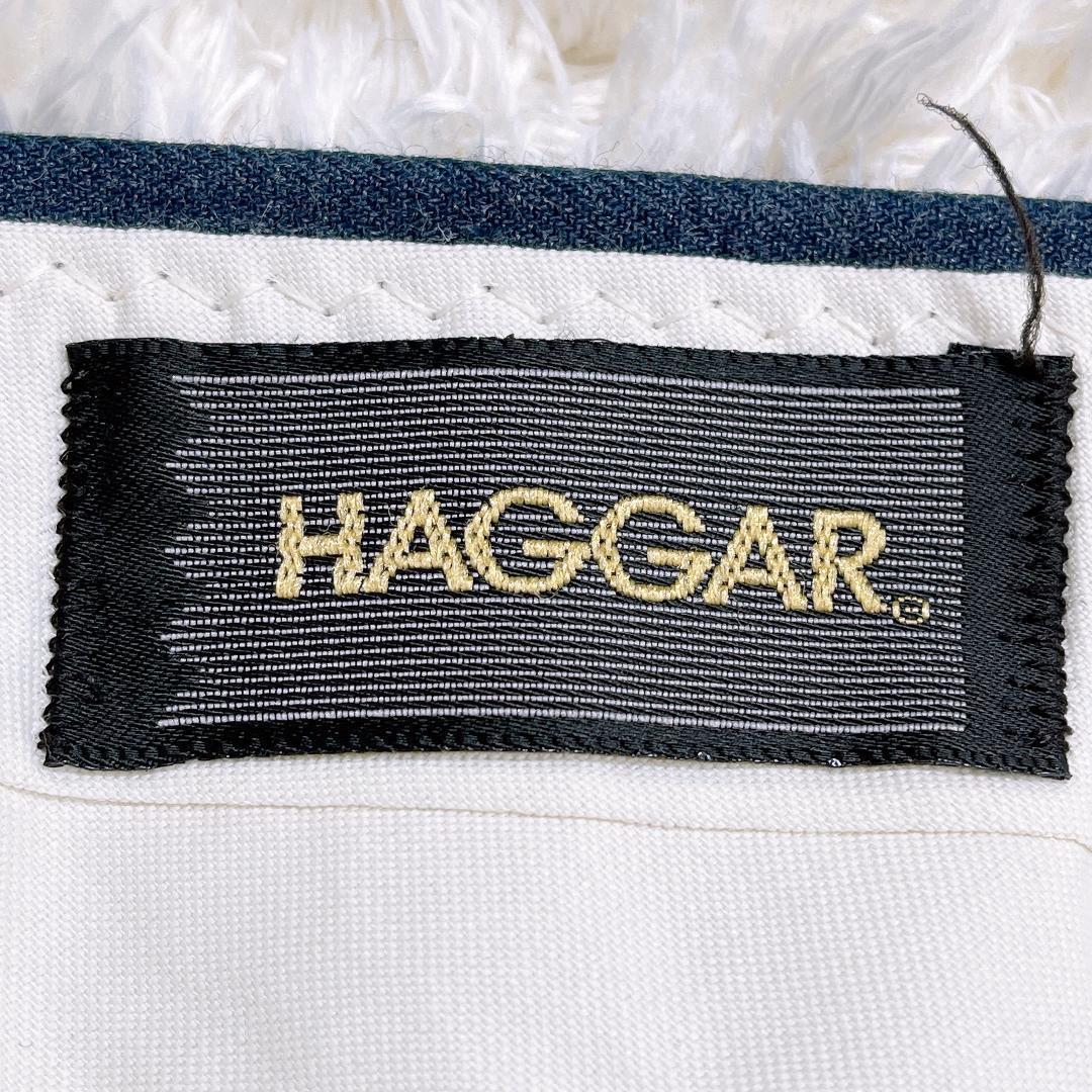 【10659】美品 HAGGAR ハガー ネイビー スラックス パンツ 大きめ 32×32 M~L相当 スラックスパンツ メンズ 紳士 シンプル カジュアル