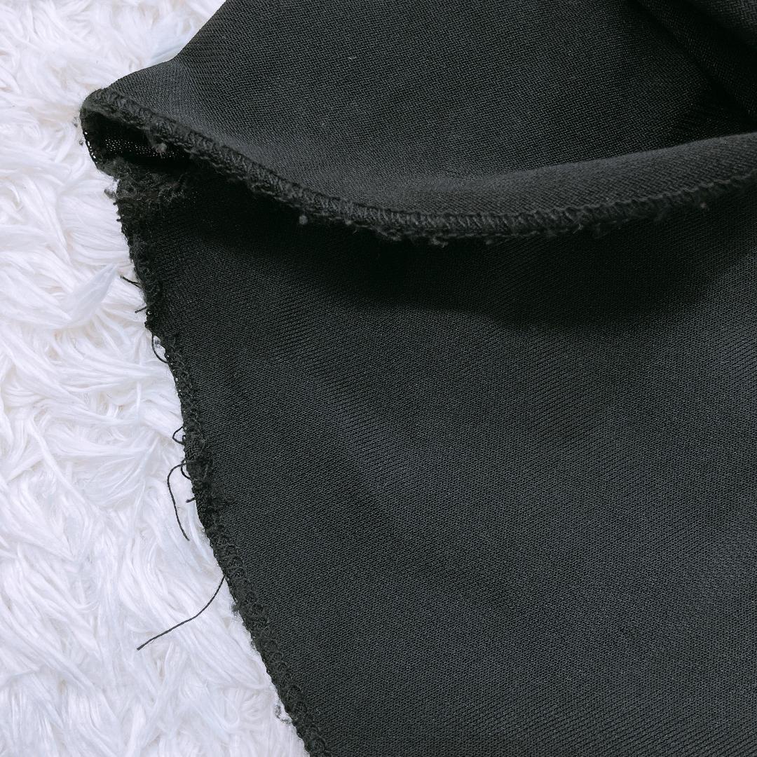 【11077】美品 ICHIOKU ワンピース 32 ブラック 良品 イチオク ロングワンピース 黒 シンプル リボン 裾フレア スパンコール レディース