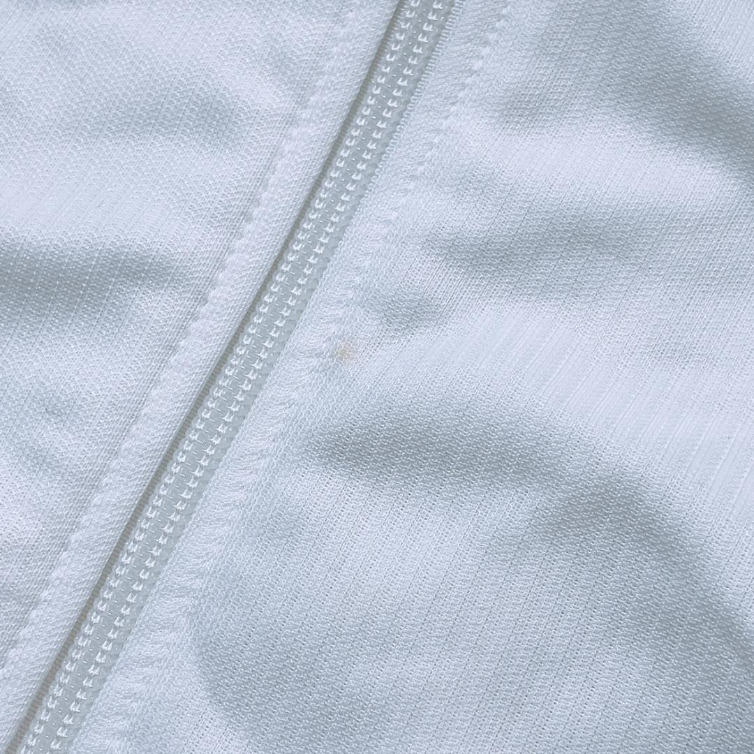 【11251】B品 MIZUNO トップス M〜Lサイズ相当 ホワイト 訳あり商品 ミズノ タイガース ジッパー ロゴ 半袖 薄手 メンズ 紳士 イエロー