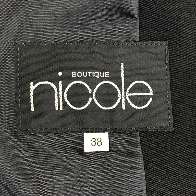 【11299】 NICOLE ニコル テーラードジャケット サイズ38 / 約M ブラック シンプル フォーマルコーデ 上品 モノトーン レディース