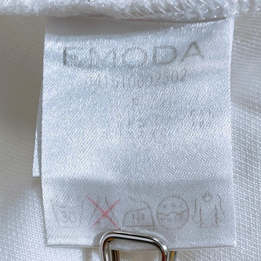【11616】美品 EMODA トップス F M~Lサイズ ホワイト 良品 エモダ トレーナー スウェット 5分袖 ストレッチ性 伸縮性あり レディース