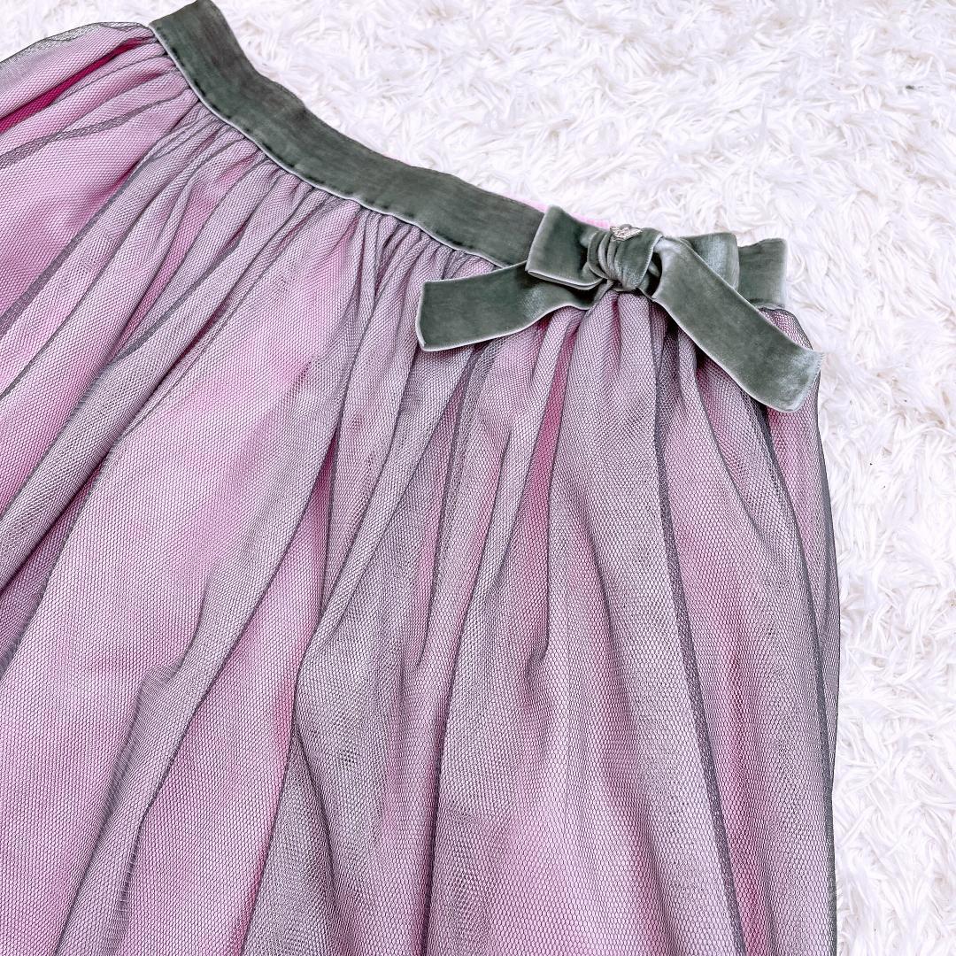 【11965】美品 ARMANI JUNIOR スカート 100センチ ピンク 良品 アルマーニ ジュニア フレア フレアスカート ピンク 膝丈 フリル