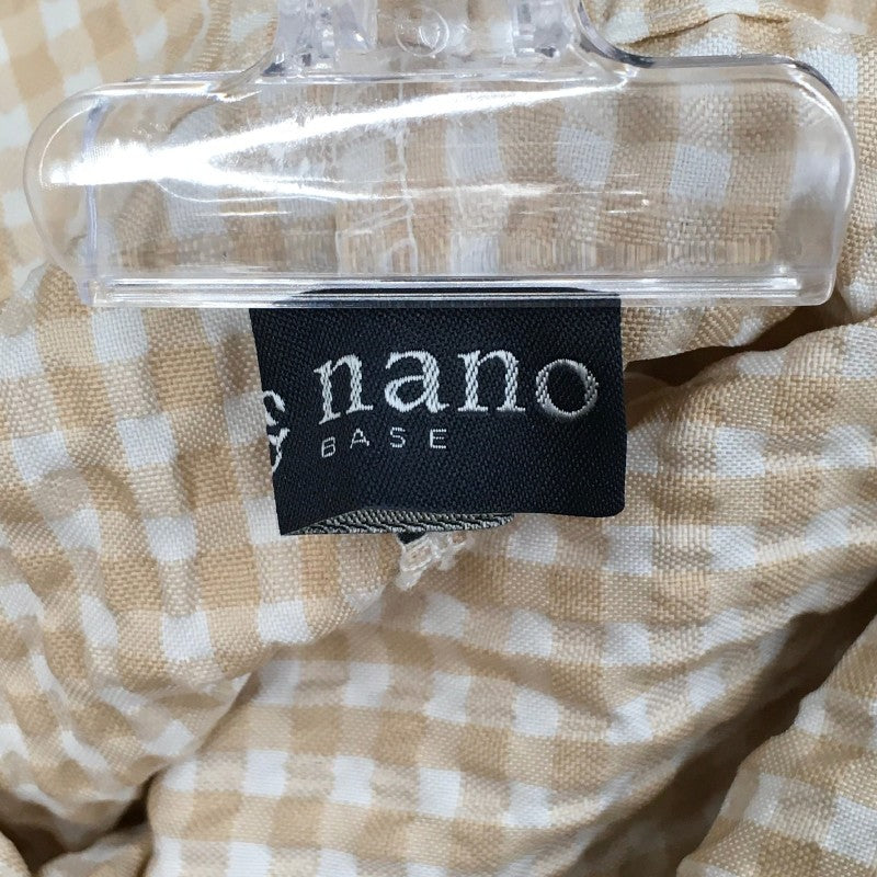 【12025】 nano base ナノベース キャミソール サイズF ベージュ チェック柄 ストラップ 可愛い オシャレ ポコポコ素材 レディース