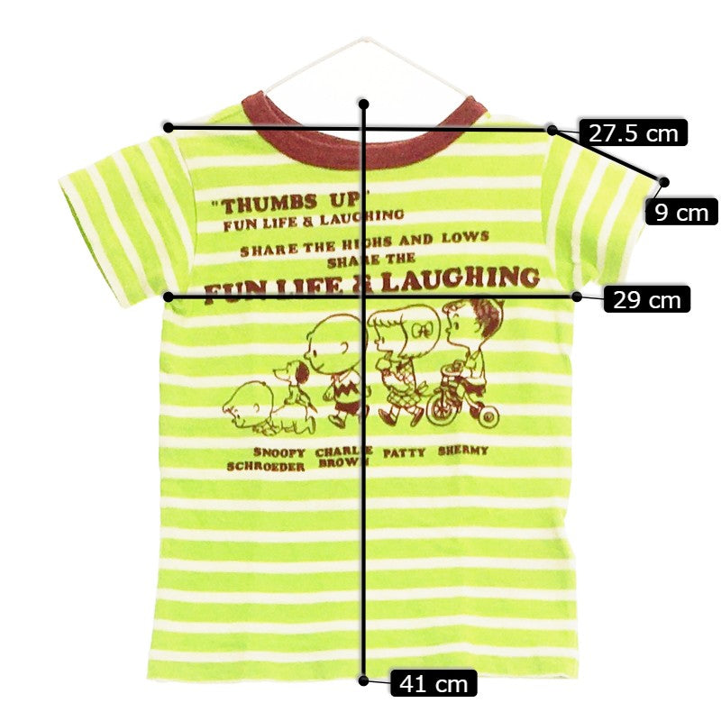 【12396】 DENIM&DUNGAREE デニムアンドダンガリー 半袖Tシャツ カットソー サイズ110cm グリーン ボーダー スヌーピー チャーリー キッズ