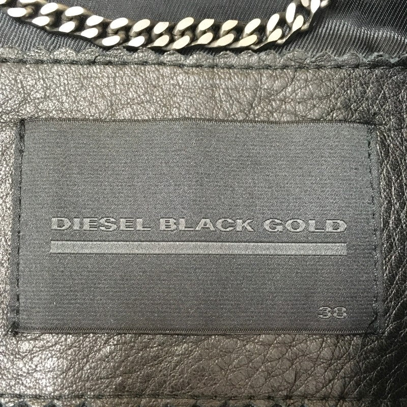 【12486】 新古品 DIESEL BLACK GOLD ディーゼルブラックゴールド レザージャケット サイズ38 / 約M ブラック カッコいい レディース