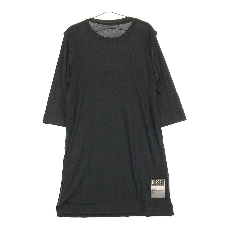【12823】 新古品 DIESEL ディーゼル 七分袖Tシャツ カットソー サイズXXS ブラック グラフィック プリント カットオフ レディース