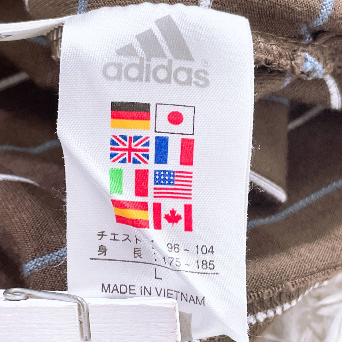 美品 メンズL adidas トップス ブラウン 良品 長袖ポロシャツ 長袖 ポロシャツ ボーダー カジュアル シンプル 薄手 アディダス【12828】