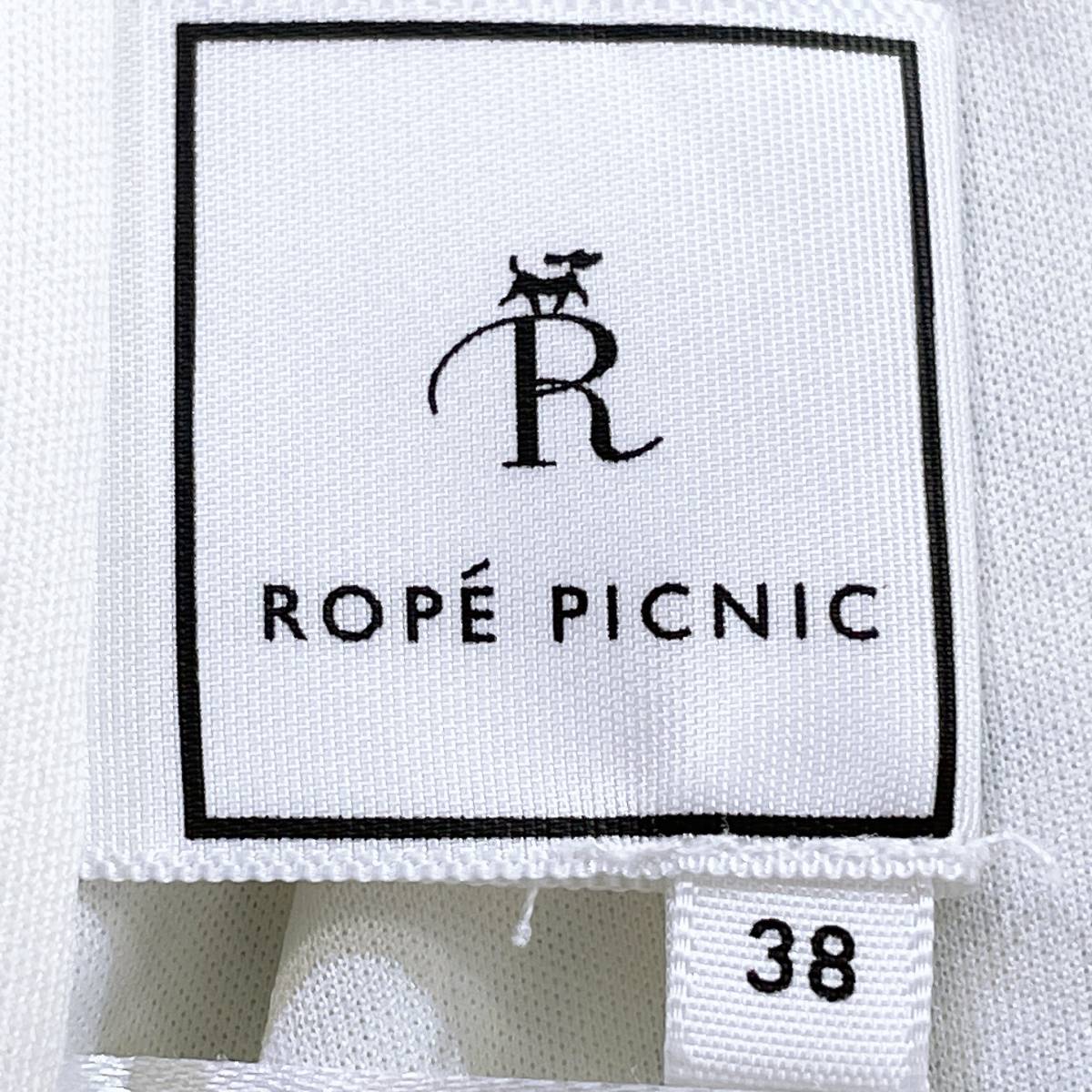 美品 レディースM 38 ROPE'PICNIC オールインワン ホワイト ブルー グリーン 良品 ショートパンツ 花柄 総柄 ロペピクニック【12832】