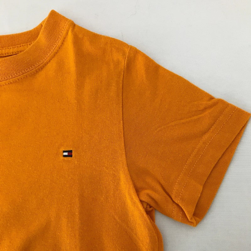【12935】 TOMMY HILFIGER トミーヒルフィガー 半袖Tシャツ カットソー サイズXS オレンジ シンプル 丸首 ブランド キッズ