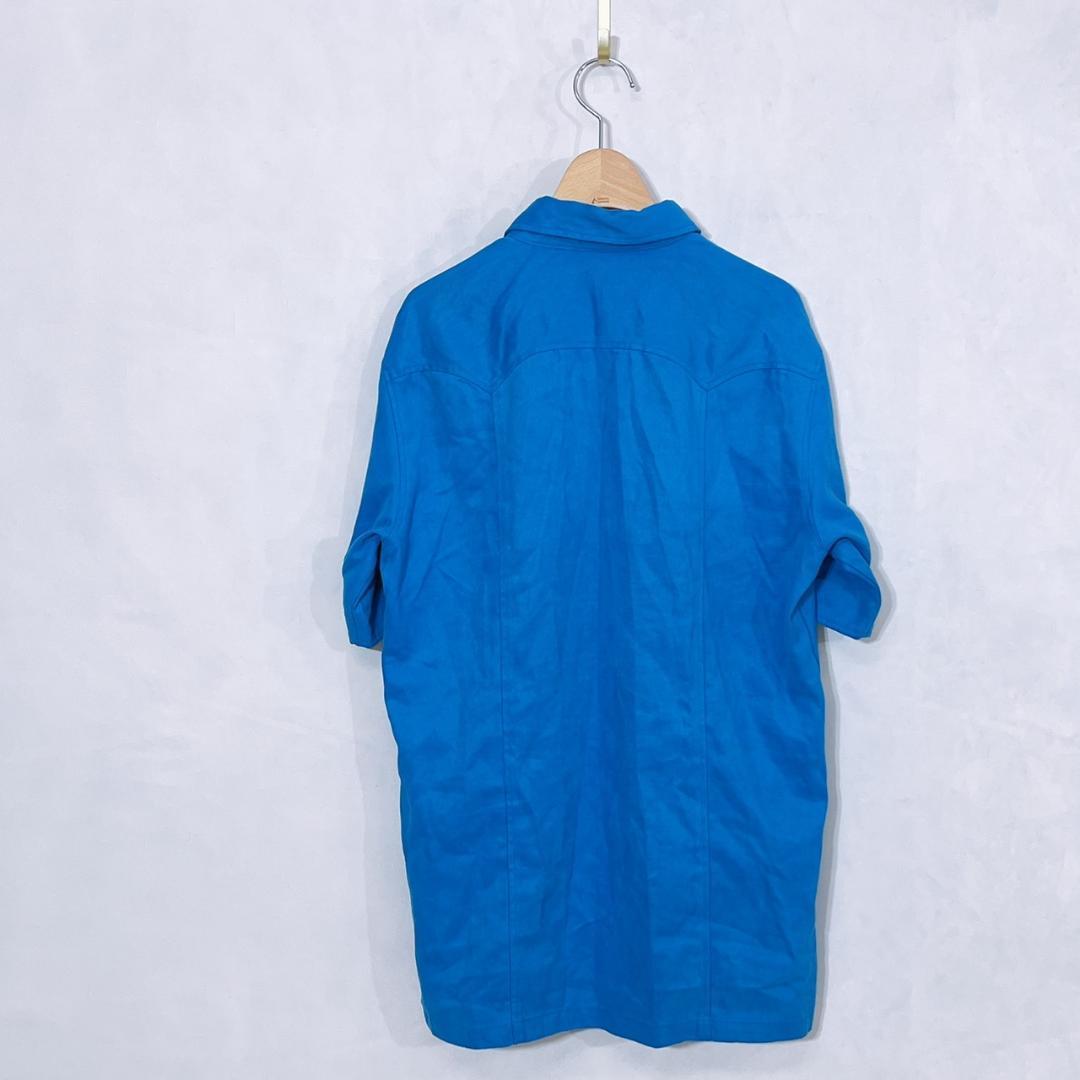 【12953】 MICHELKLEINHOMME ミッシェルクランオム トップス 半袖シャツ 半袖 シャツ フリーサイズ ブルー 青 おしゃれ カジュアル メンズ