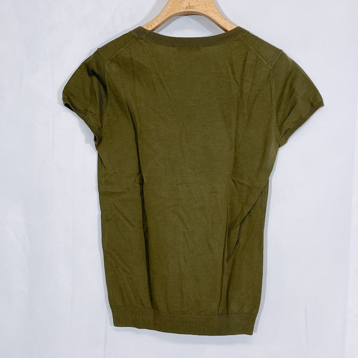 レディース2 M theory Tシャツ カーキー 深緑 半袖 薄手 Uネック シンプル 無地 フェミニン セオリー 【13082】