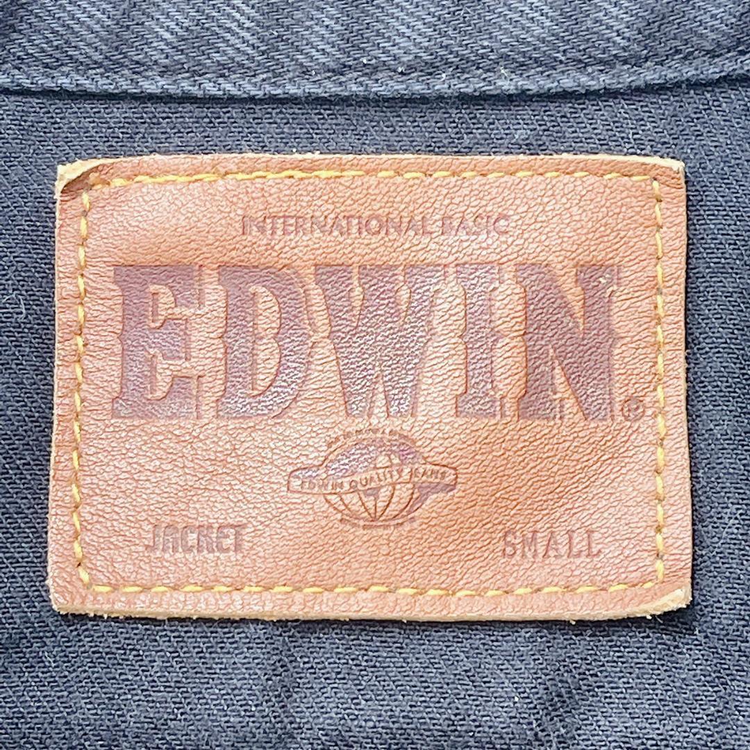 【13656】B品 エドウィン EDWIN デニム ジャケット ブラック Sサイズ 訳あり商品 デニムジャケット 長袖 古着 メンズ 紳士 Gジャン