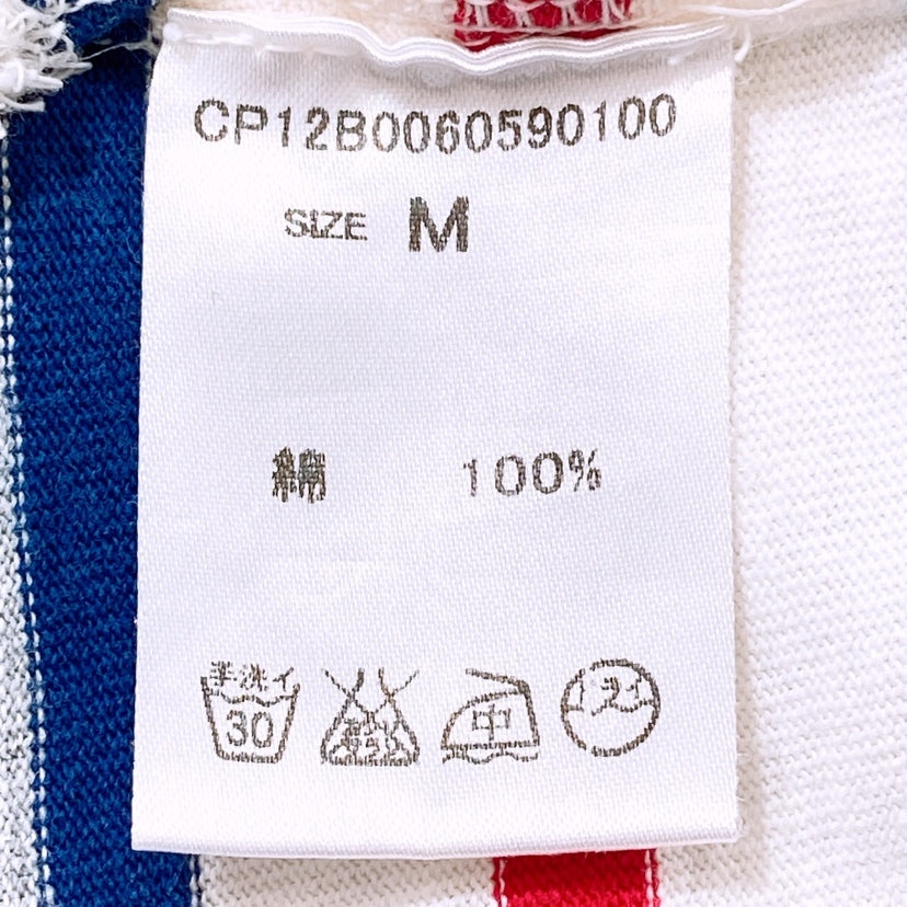 美品 メンズM CIAOPANIC 半袖 Tシャツ ホワイト ブルー レッド グレー 綿100％ トリコロール ボーダー チャオパニック 【13704】